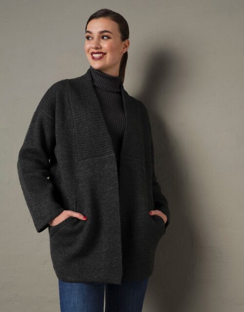 Skovhuus Maja Strikket Cardigan i Charcoal Grey